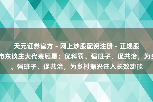 天元证券官方 - 网上炒股配资注册 - 正规股票怎么杠杆开户 苏州市东谈主大代表顾星：优科罚、强班子、促共治，为乡村振兴注入长效动能